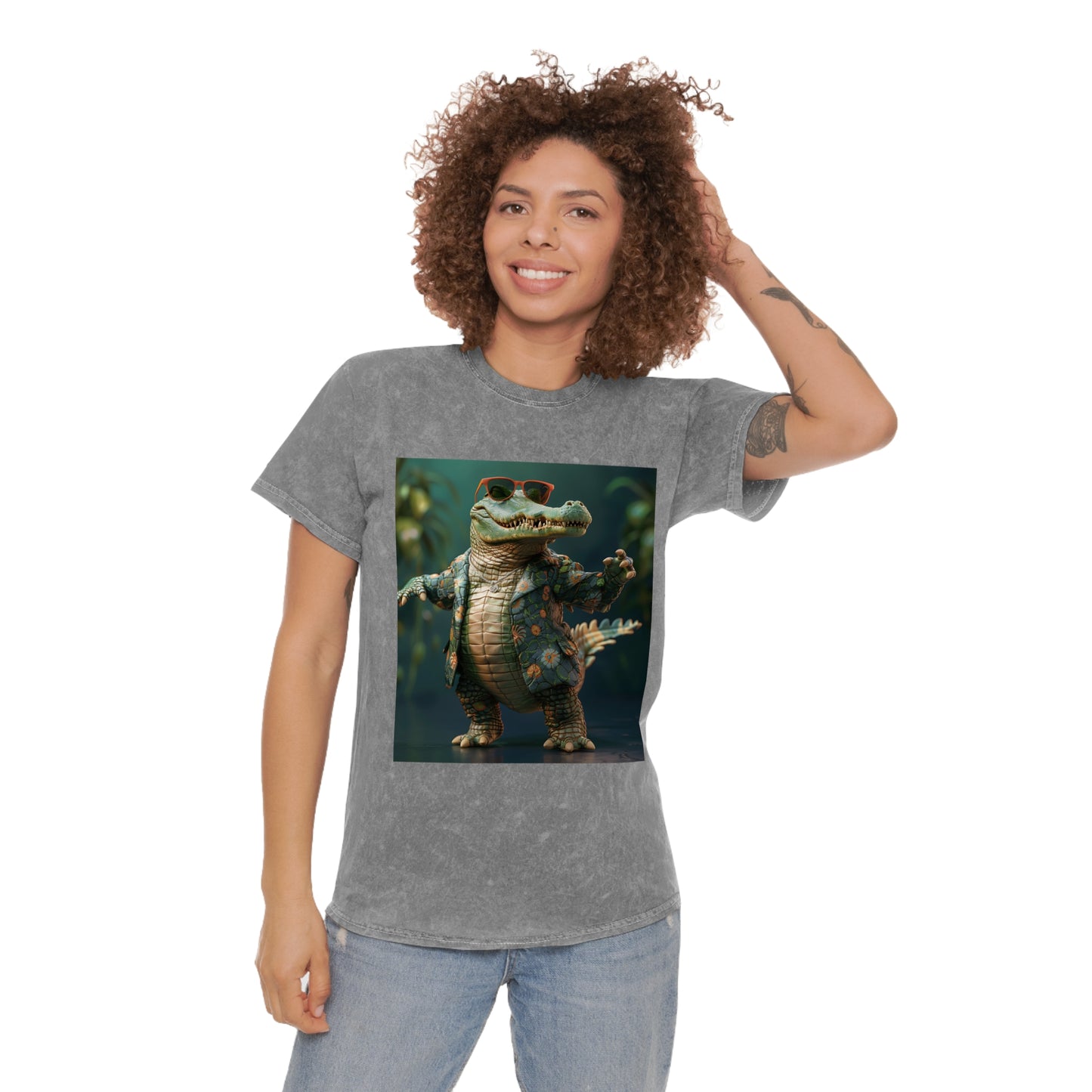 Unisex Mineral Wash T-Shirt Spotlighting Gilbert the Gator