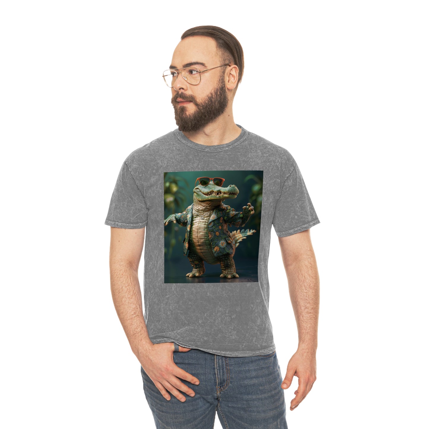 Unisex Mineral Wash T-Shirt Spotlighting Gilbert the Gator